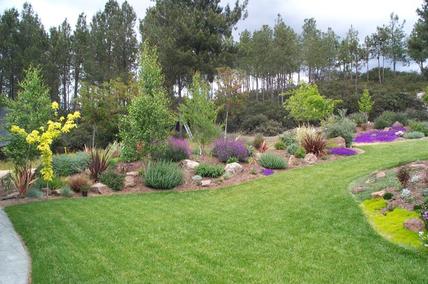 Professionally designed landscape at residential home.